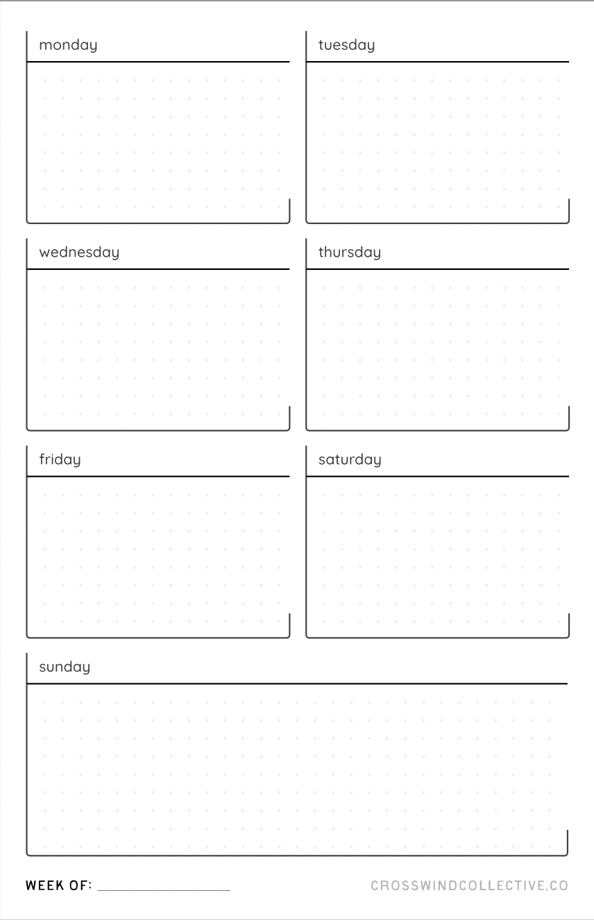 Weekly Calendar Pages (Printable)